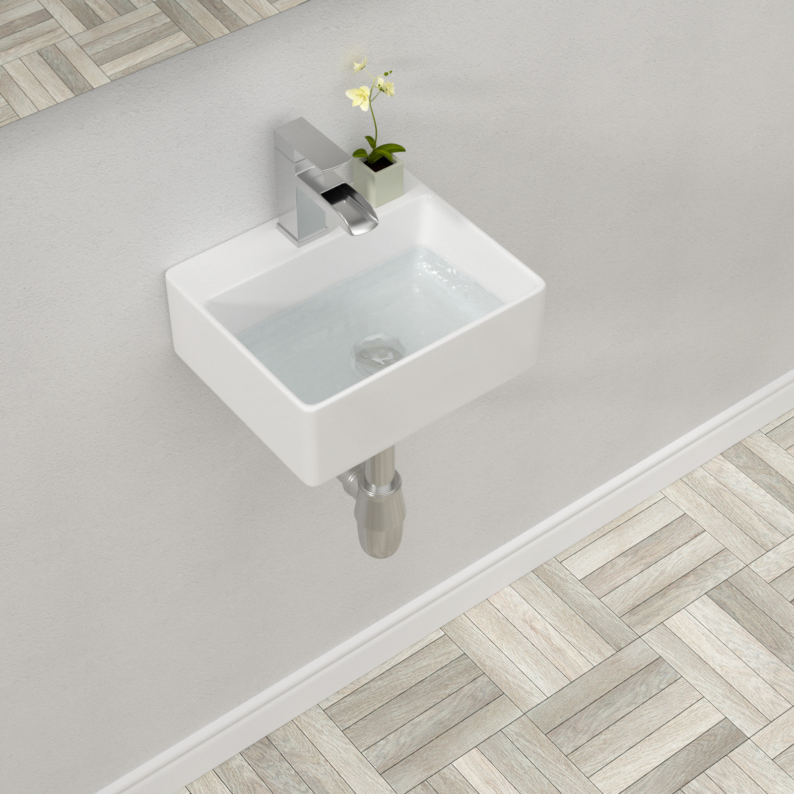 Lordear 13" x 11" Wall Mount Bathroom Sink Wall Hung Rectangle White ...