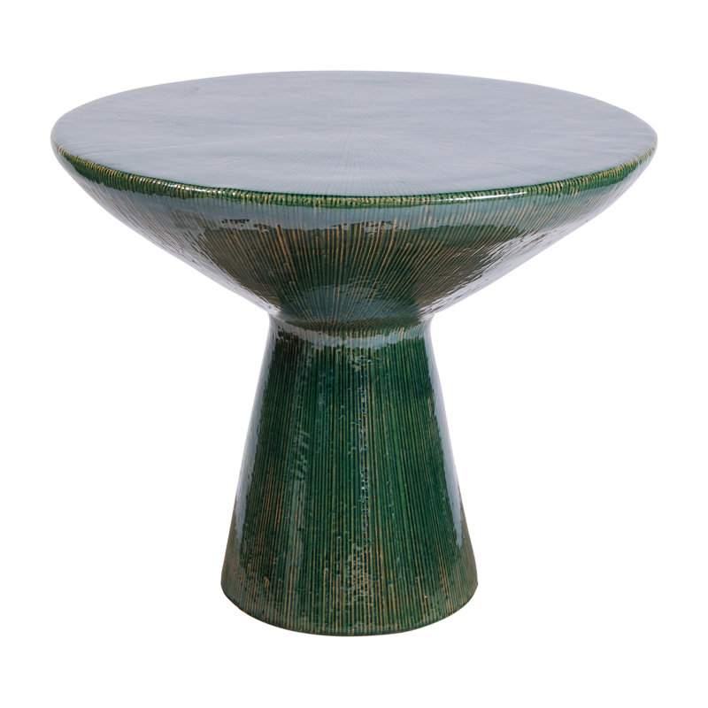 Sunburst Outdoor Round Side Table, Emerald Texture Gloss
