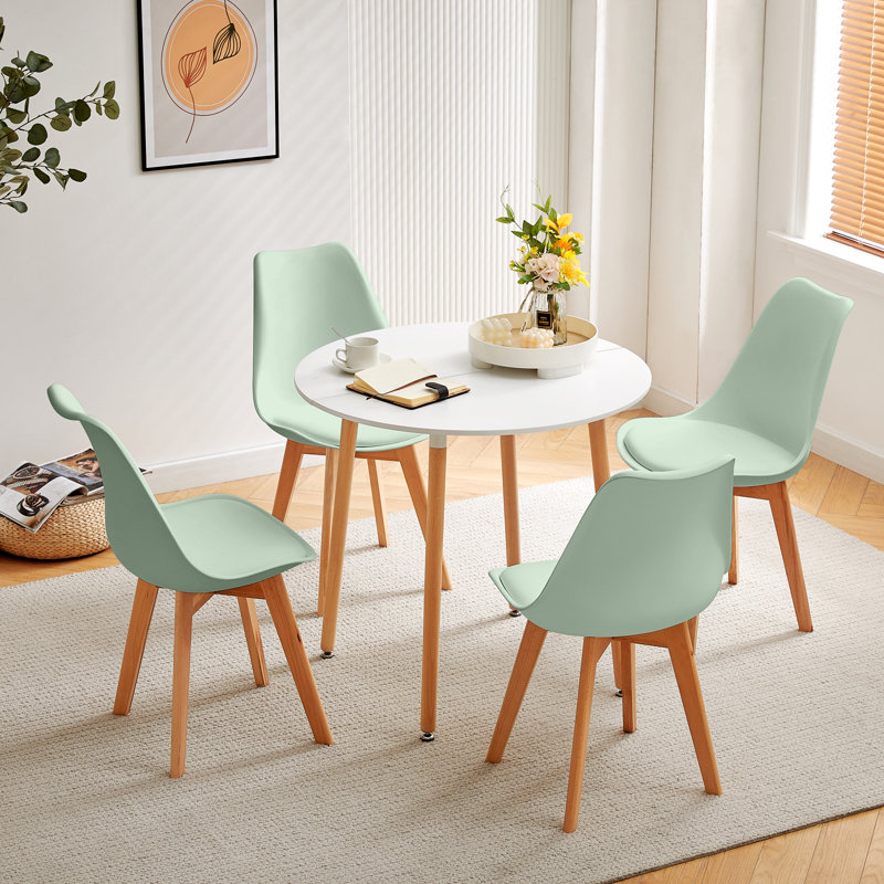 4 - Person Dining Set, White, Tea Green