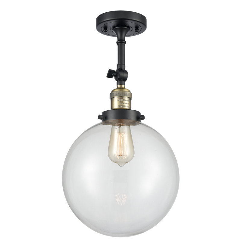 Plafonnier semi-encastré 10 po Zarmayr, Ampoule DEL 6 watts Vinage, Transparent, Laiton antique noir