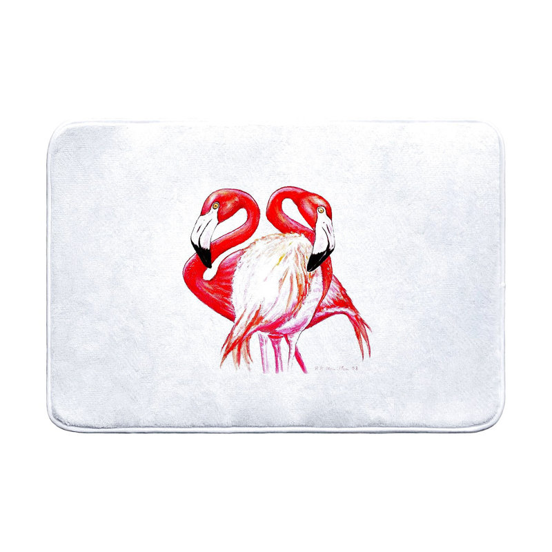 Two Flamingos Bath Mat