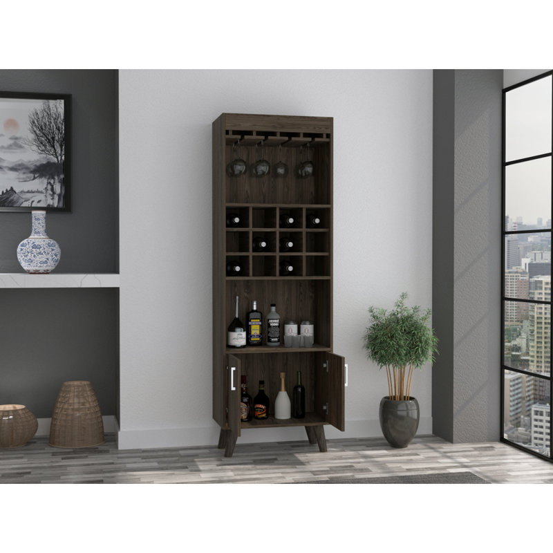 Dark Walnut 1-Drawer 2-Shelf Bar Cabinet