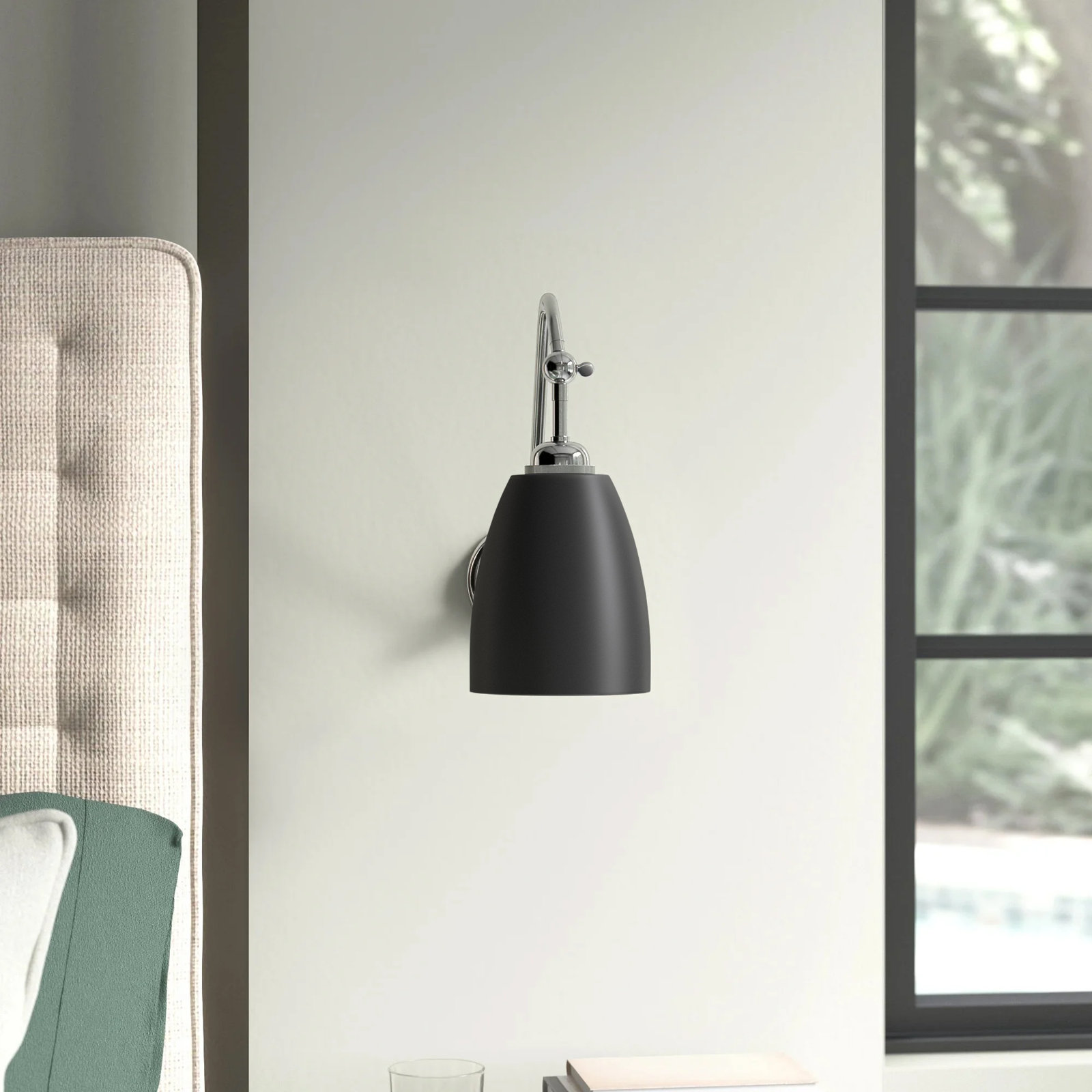 Darian Single Light Dimmable Swing Arm Sconce, Polished Nickel