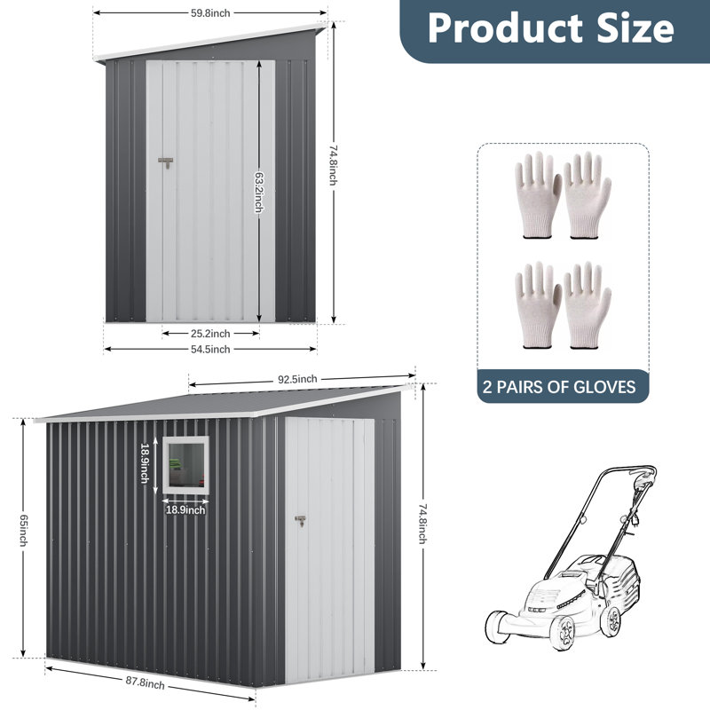 7.5' X 4.5' Storage Room With Window Hinge Door
