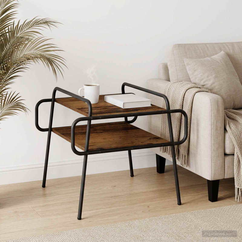 Coffee Table, 51cm H x 50cm W x 50cm D, Old Wood, Old Wood / Black