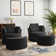 Chenille Upholstered Swivel Barrel Chair with Ottoman (Set of 2)