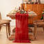 Chemin de table rouge 6 pièces, chemin de table rouge 10 pi en gaze rustique 35 * 120 pouces pour décoration de mariage
