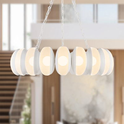 Cortez 37-in Antique White dimmable LED Chandelier