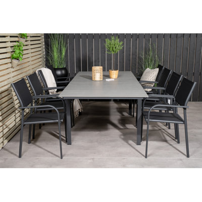 Akimos 8 - Person Patio Dining Set with Extendable Rectangular Table