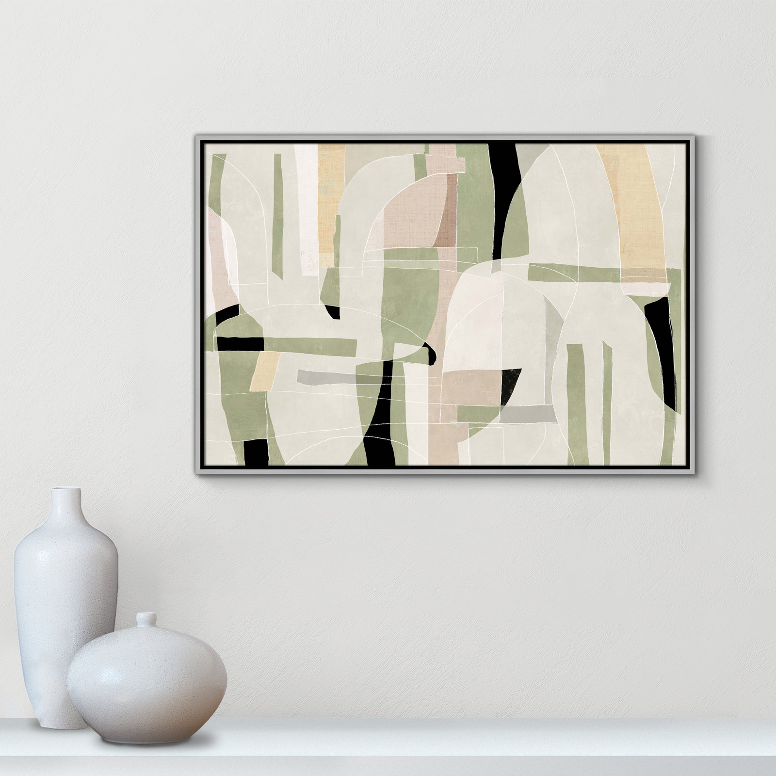 Sunny Barcelona - Floater Frame Canvas, 37.5" W x 25.5" H, Silver