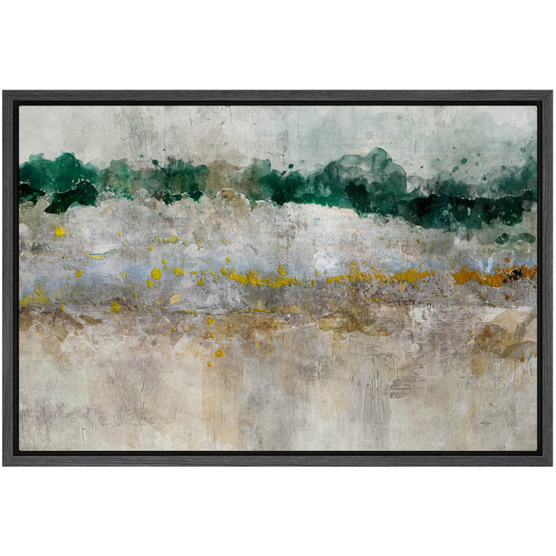 «Green Abstract Horizon Landscape Art», images de chambre à coucher, impression sur toile encadrée sur toile.