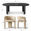 Ensemble de salle à manger 7 pièces moderne avec table à piédestal ovale noire de 79 po et 6 fauteuils sculpturaux à large siège-194498047