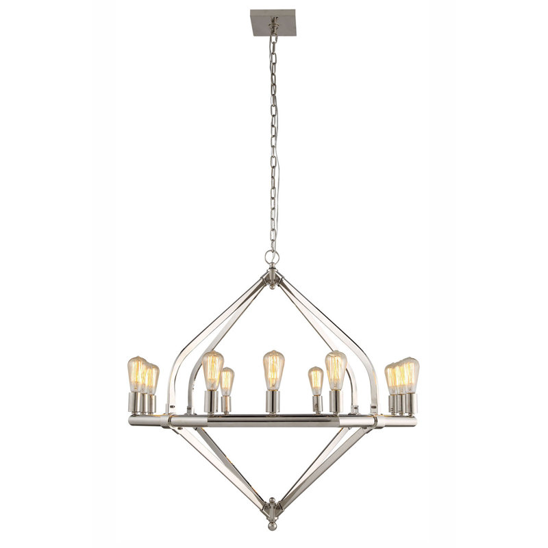 Stansfield 12 - Light Dimmable Geometric Chandelier, Polished Nickel