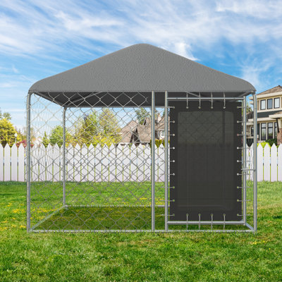 6'x6' Outdoor Dog Kennel With Secure Lock, Outside Dog Kennels With Uv & Waterproof Cover For Backyard