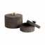 Boîte à souvenirs élégante avec finition en suède - Élégante décoration de rangement avec poignée en pierre pour le bureau et la chambre à coucher - Boîtes décoratives modernes avec couvercle pour bijoux ou accessoires - ensemble de 2, 8 po, gris