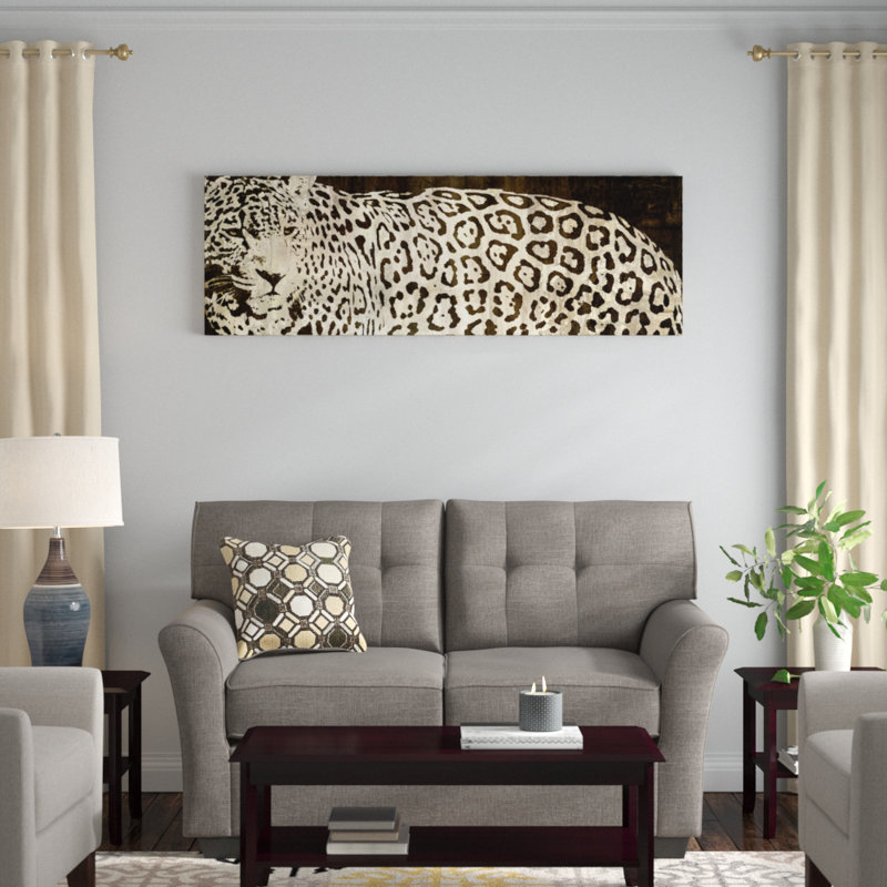 «Leopard Encounter», impression sur toile, H 20 po x l 60 po x P 1,5 po, Toile tendue