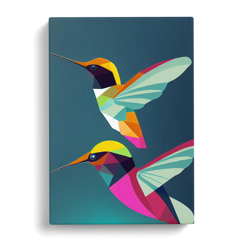 Selevae Hummingbird Geometric - Wrapped Canvas, 50cm H x 35cm W x 3cm D