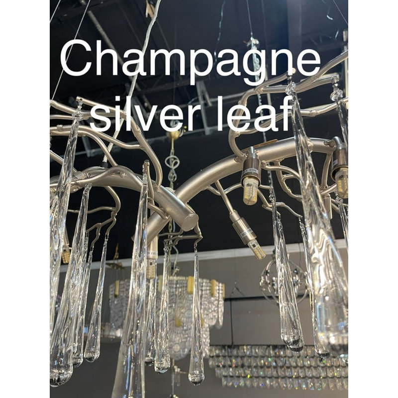 Susy Dimmable Round / Oval Chandelier, Champagne Silver Leaf, 10, 26" H x 32" W x 32" D