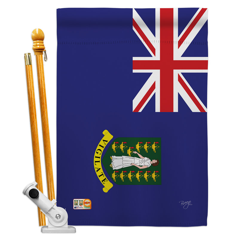 Les îles Vierges britanniques sont le miroir décoratif vertical à 2 faces de la nationalité mondiale 28 x 40 po. Ensemble de drapeaux