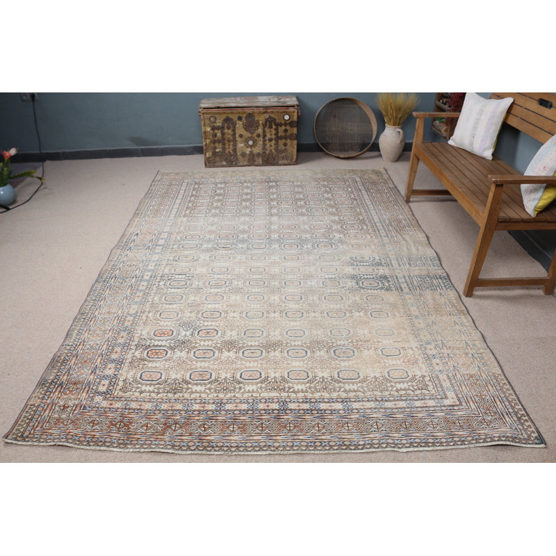 Tapis turc tissé à la main de style Oushak pour le salon avec un motif unique