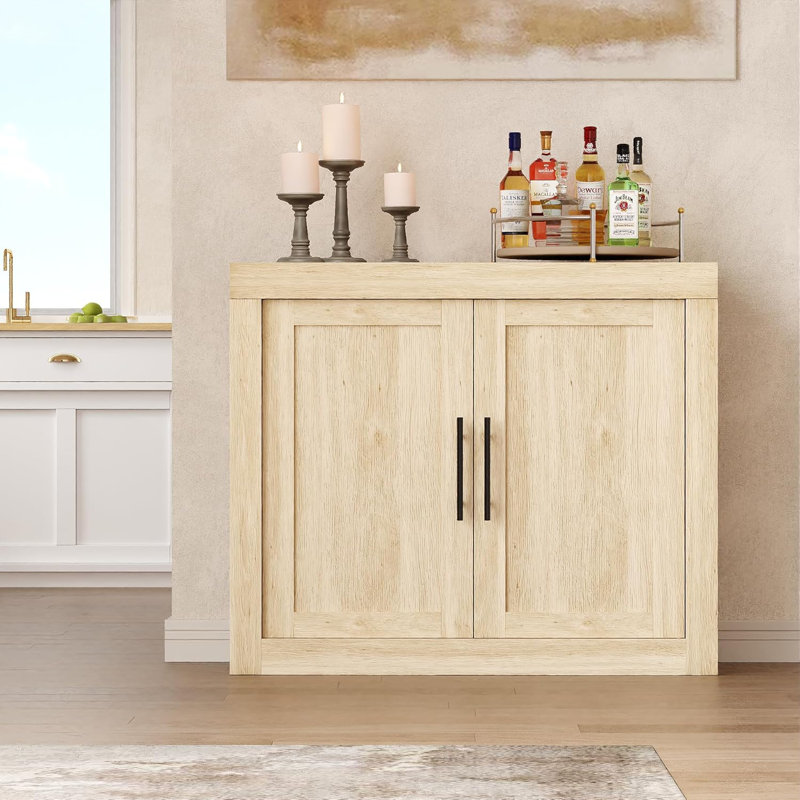 Buffet de 35,4 po avec rangement, armoire décorative Mid-Century moderne avec 2 portes, crédence de la console multimédia en bois pour le salon et la cuisine
