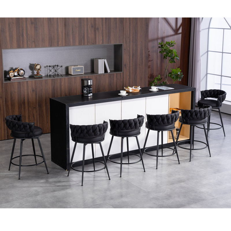 Tabouret de comptoir pivotant rembourré, Noir gris, Tabouret de comptoir (siège d'une hauteur de 24 p