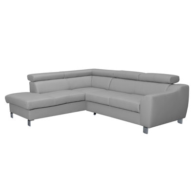 Aribel Faux Leather Corner Sofa with Sleeping Function and Storage Box with Adjustable Headrests 