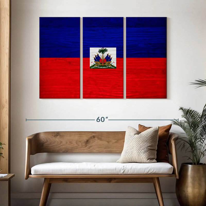 Borges Wood Haiti Flag, 32" H x 50" W
