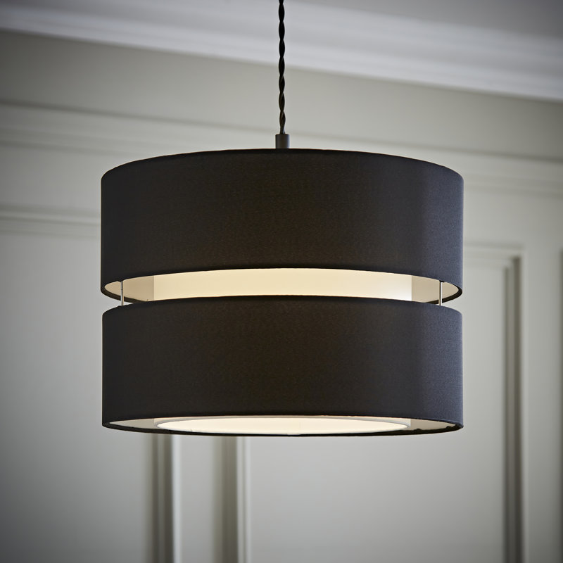 Lynx 24.5cm H Polycotton Drum Pendant Shade ( Clip On ), Black