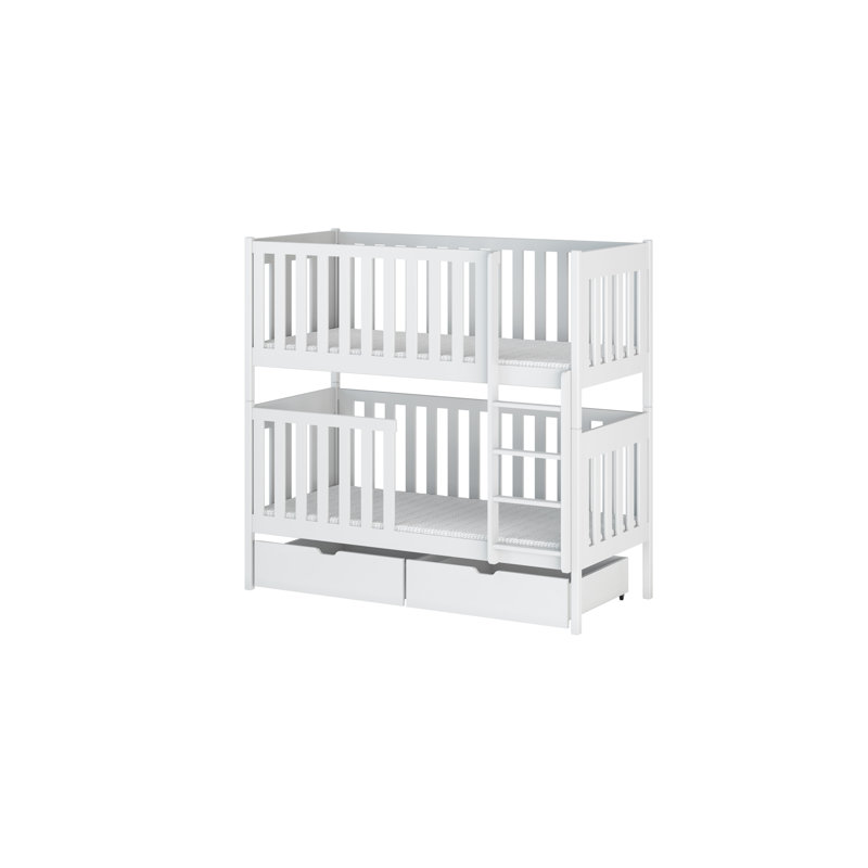 Axlan Bunk Bed with Storage Included with Built-in Ladder Included, White, 90 x 200cm