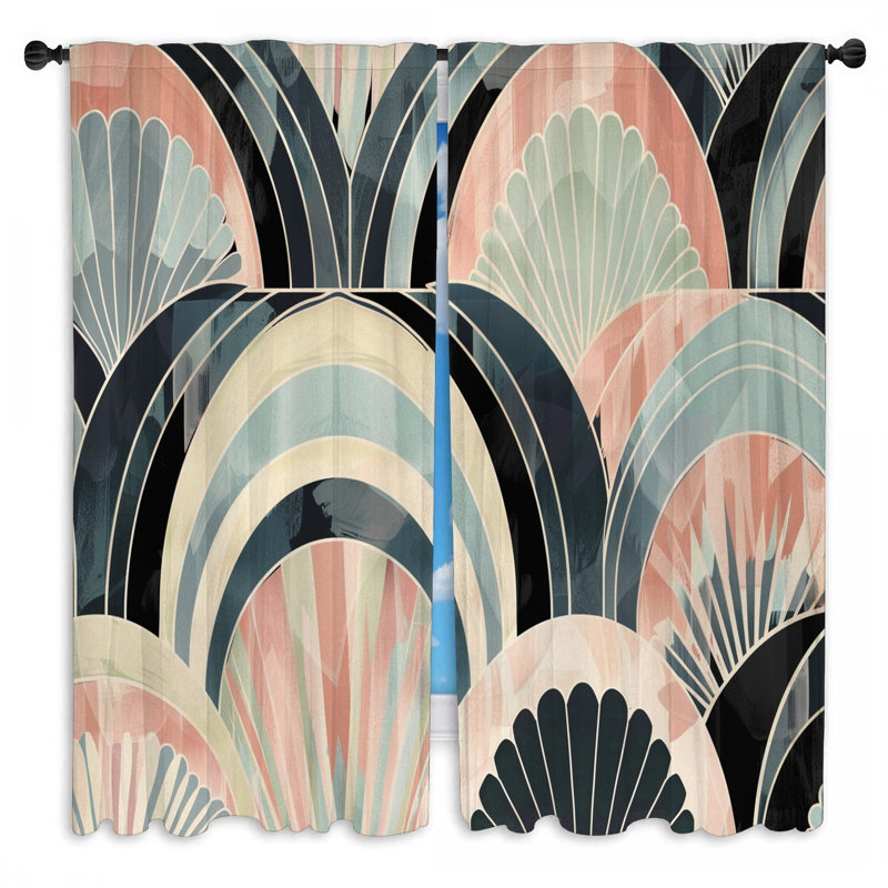 Rideaux de fenêtre Art Deco Waves, drapeaux géométriques Art Deco - 2 panneaux, L 40 po x L 52 po