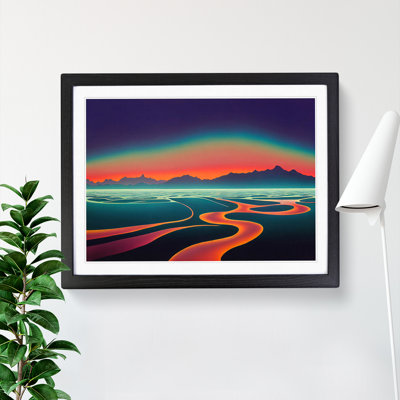 Mountain Lake Sunset Abstract - Framed Print