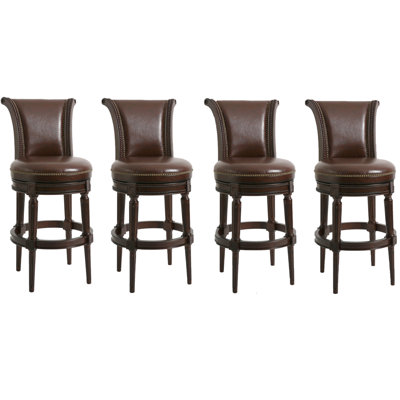 Ted Swivel Upholstered Counter Stool with Solid Wood Frame