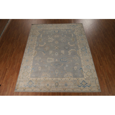 Vegetable Dye Gray Oushak Turkish Area Rug 9x12