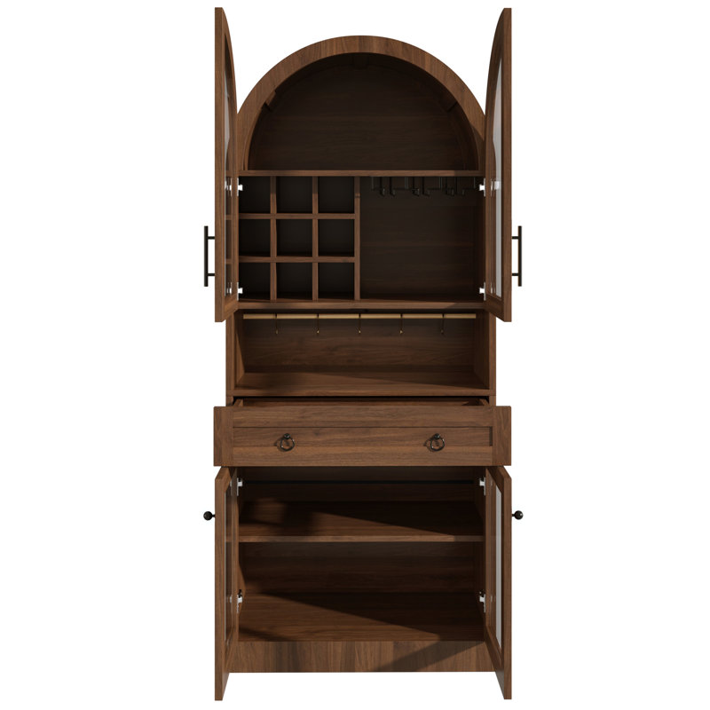 Bar Mid-Century avec tablette réglable Kate, Walnut