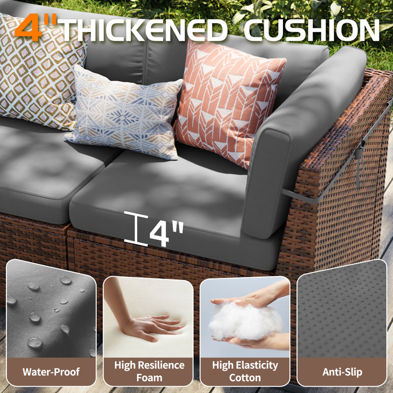 Waldman 4 - Person Outdoor Seating Group with Cushions, Gray, Yes