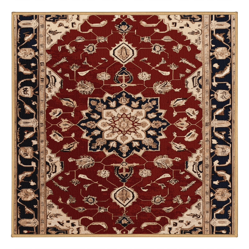 Machine Washable Persian Brown Area Rug, Square 7'