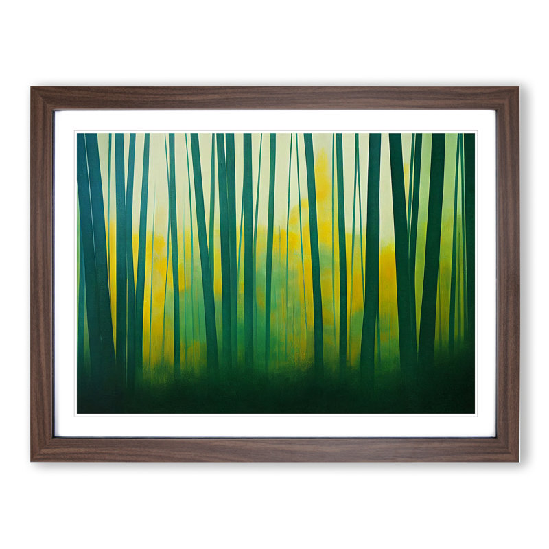 Colourful Bamboo Forest Vol.3 - Single Picture Frame Print, 46cm H x 64cm W x 2cm D, Walnut