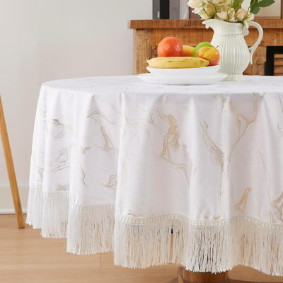 Kist Round Velvet Tablecloth with Fringes