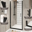 Porte de douche pivotante 34 x 72 po avec cadre en aluminium noir mat, film de preuve et poignée pratique en acier inoxydable