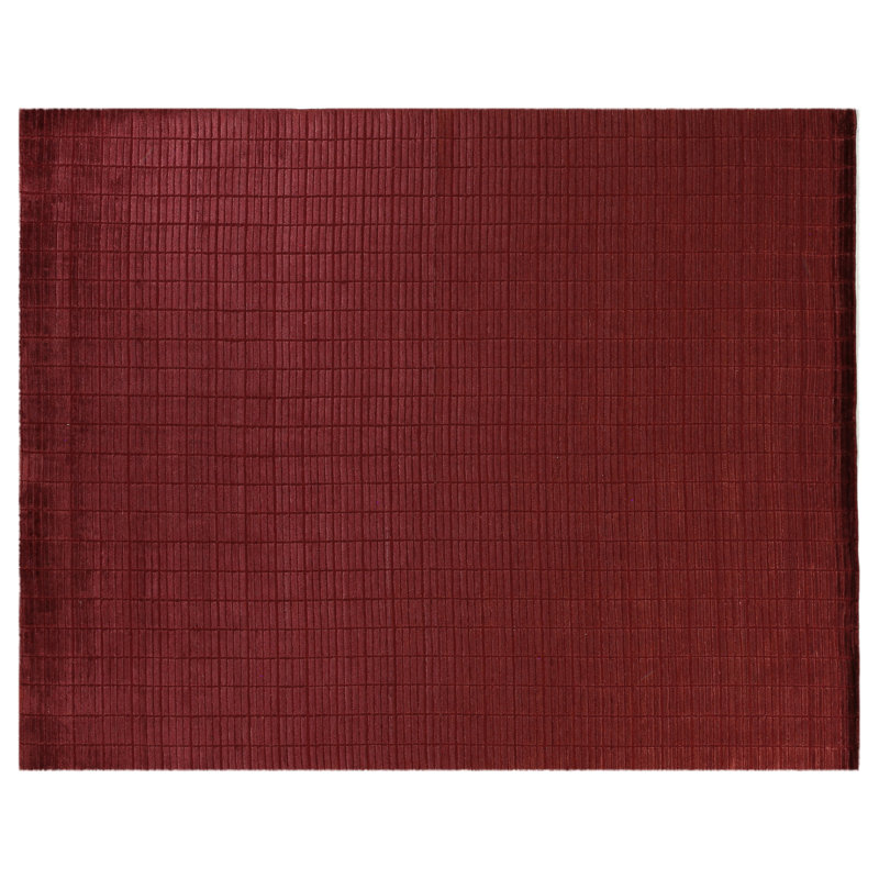Blocks handloomed Viscose Red Area Rug