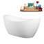 67" Streamline Soaking Matte White Freestanding Tub and Tray With Internal Drain-101698406-105823333