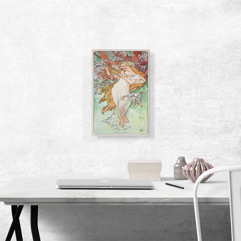 «Spring 1896» par Alphonse Mucha, reproduction d'art sur toile tendue, H 18 po x l 12 po x P 0,75 po