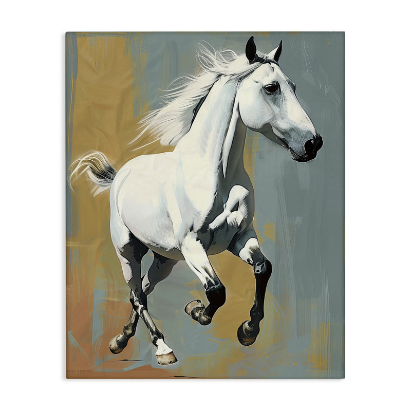 Élégante toile murale cheval sautant par Lazar Studio, H 48 po x l 36 po