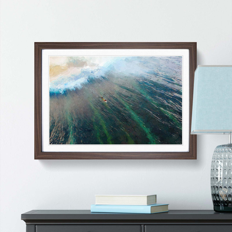 Surfing in the Maldives - Framed Print, 48cm H x 65cm W x 2cm D, Walnut Framed