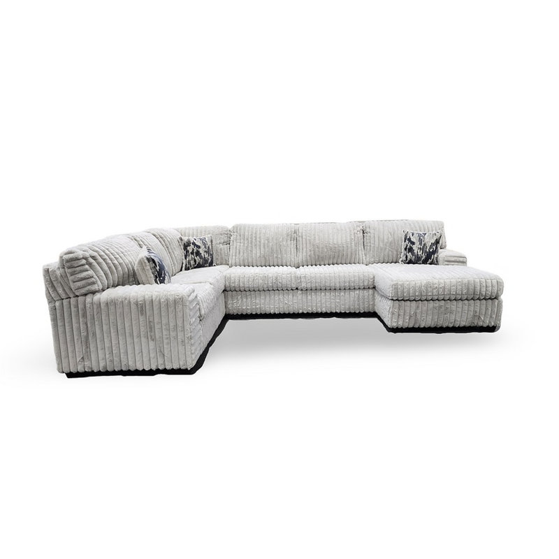 Austin Thick Stripe Fabric Sectional, Light Gray Fabric