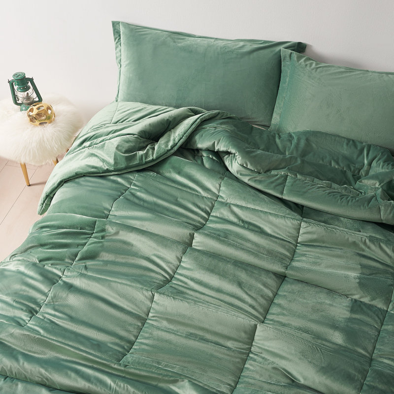 Cuz I'm Cozy Green Velvet Coma Inducer Oversized Comforter Set, Twin XL Comforter + 1 Sham