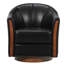 Fauteuil demi-tonneau pivotant rembourré en cuir végétalien de 28 po de largeur avec base en bois massif-935106337