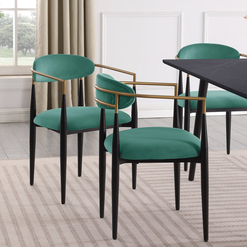 Ensemble de chaises rembourrées en tissu vert 2 pièces Modern Contemporary, Vert