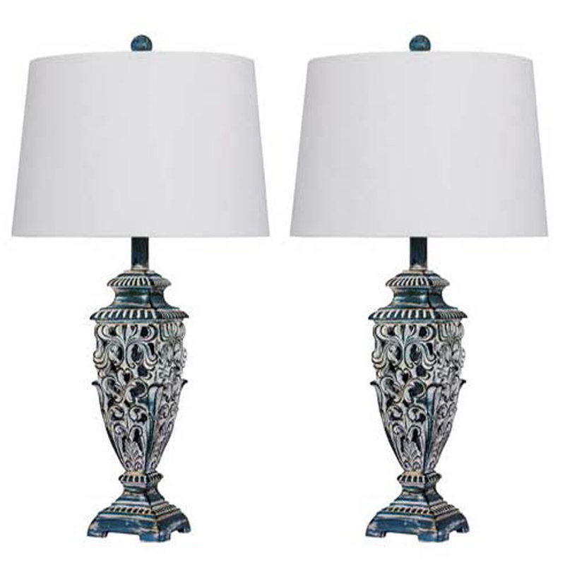 Ensemble de lampes de table Brutus, Bleu sarcelle, Blanc
